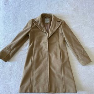 Single Breasted Wool Blend Coat in Camel